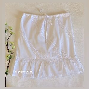 Hollister • Low-Waist Drawstring Ruffled Cotton Skirt • White Womens Small